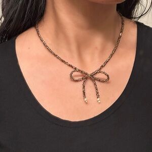 Handmade Crystal Necklace with bow detail